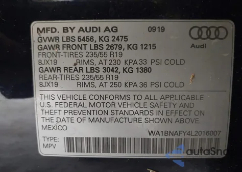 2020 Audi Q5 Premium Plus 45 Tfsi Quattro S Tronic z USA, uszkodzony, nr VIN WA1BNAFY4L2016007